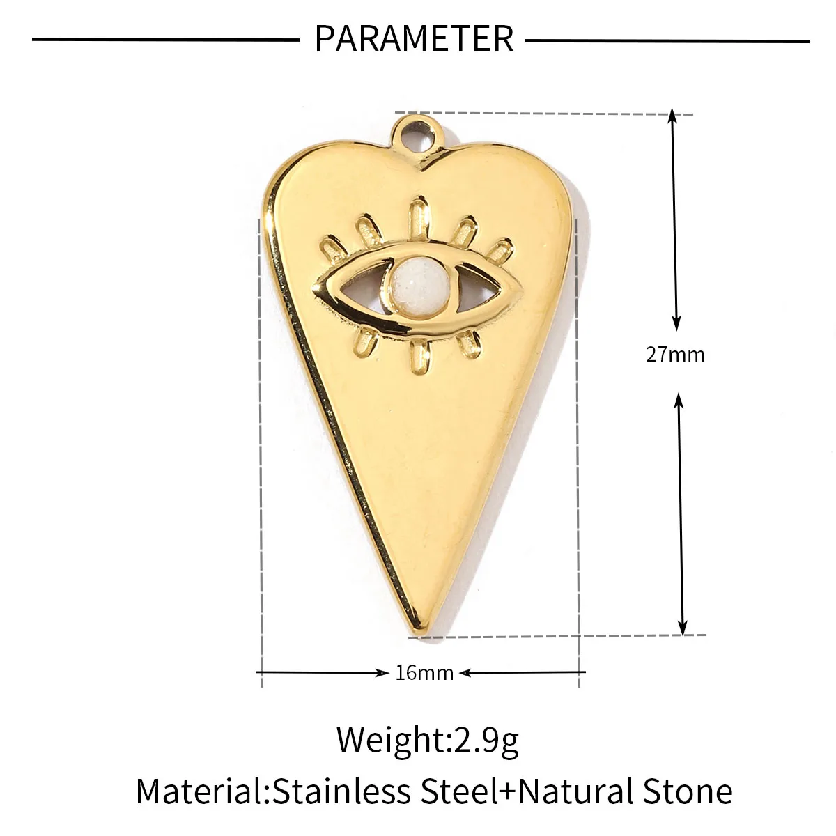A Pack Of 3 24 * 22mm 201 Stainless Steel Natural Stone 18K Gold Plated Sector Square Polished Pendant display picture 6
