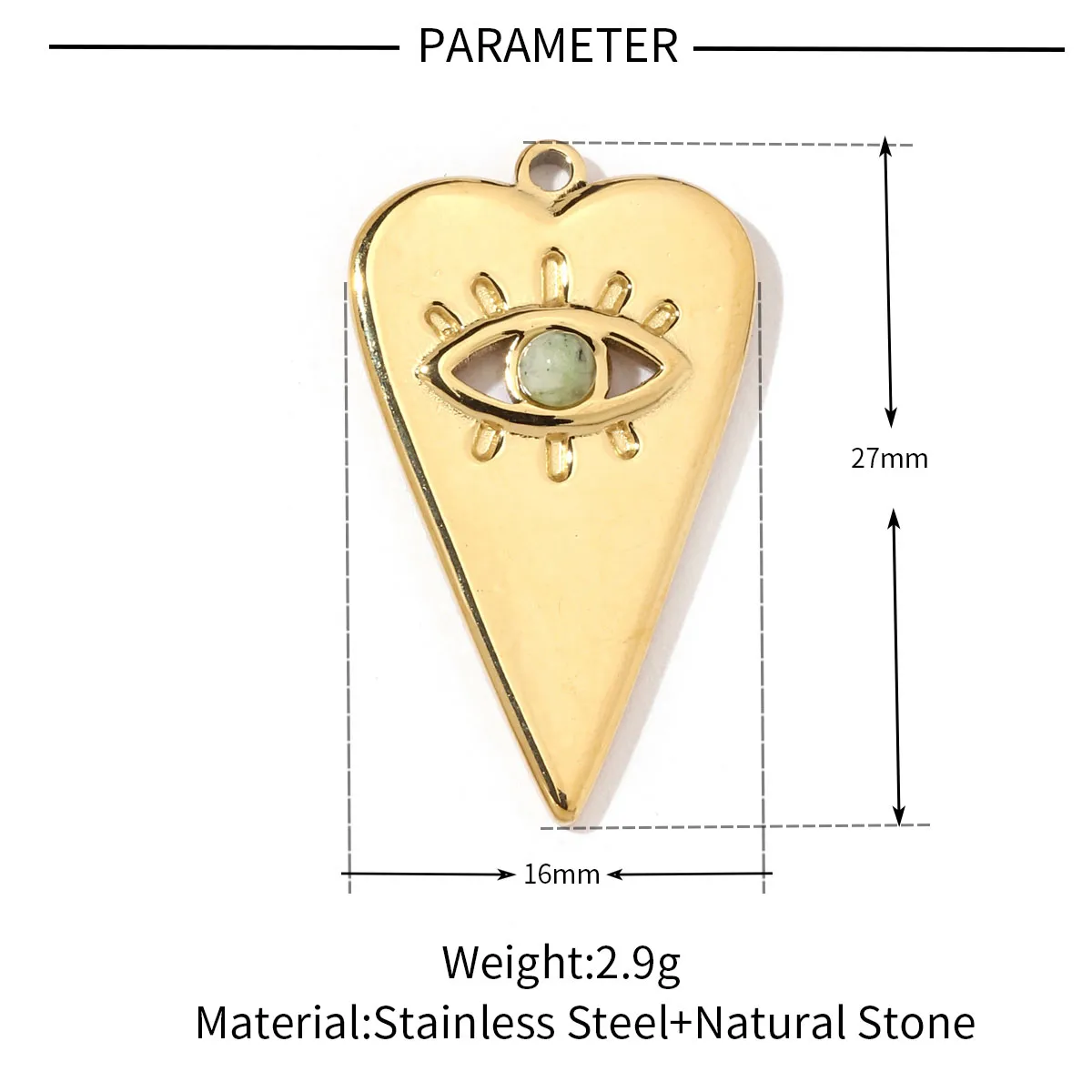 A Pack Of 3 24 * 22mm 201 Stainless Steel Natural Stone 18K Gold Plated Sector Square Polished Pendant display picture 8