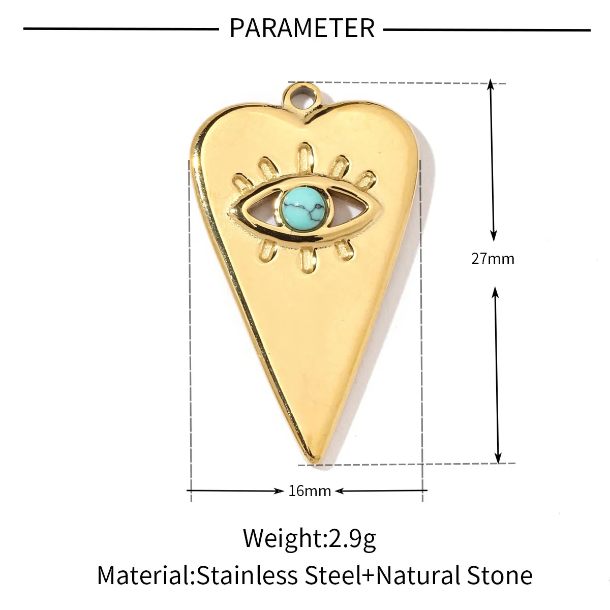 A Pack Of 3 24 * 22mm 201 Stainless Steel Natural Stone 18K Gold Plated Sector Square Polished Pendant display picture 9