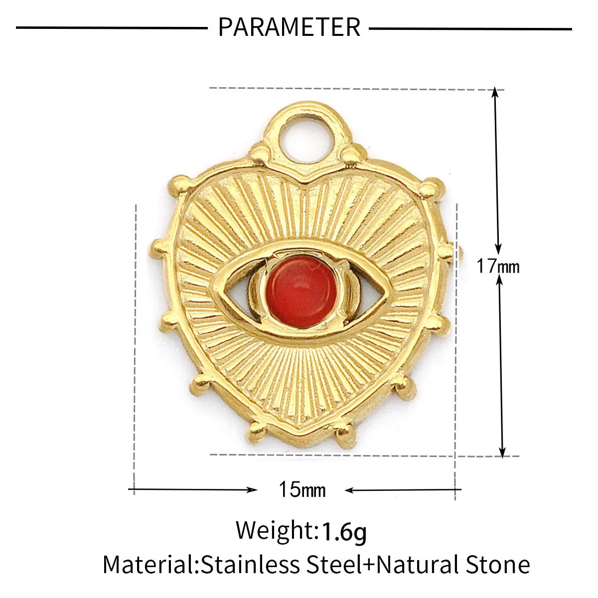 A Pack Of 3 24 * 22mm 201 Stainless Steel Natural Stone 18K Gold Plated Sector Square Polished Pendant display picture 16