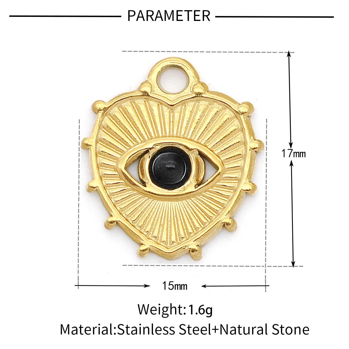 A Pack Of 3 24 * 22mm 201 Stainless Steel Natural Stone 18K Gold Plated Sector Square Polished Pendant display picture 17