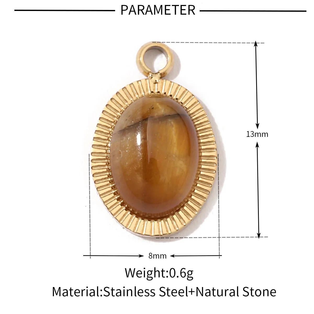 A Pack Of 3 24 * 22mm 201 Stainless Steel Natural Stone 18K Gold Plated Sector Square Polished Pendant display picture 22