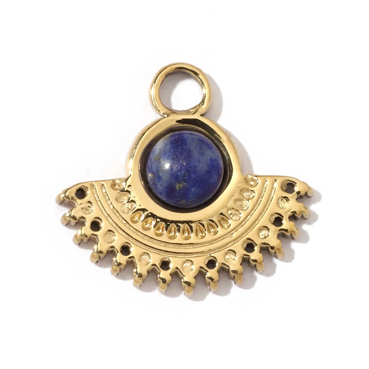 A Pack Of 3 24 * 22mm 201 Stainless Steel Natural Stone 18K Gold Plated Sector Square Polished Pendant display picture 24