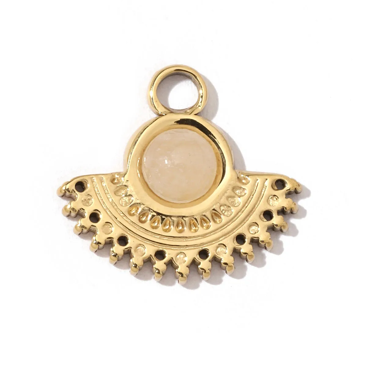 A Pack Of 3 24 * 22mm 201 Stainless Steel Natural Stone 18K Gold Plated Sector Square Polished Pendant display picture 25