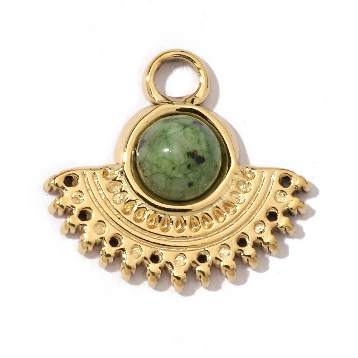 A Pack Of 3 24 * 22mm 201 Stainless Steel Natural Stone 18K Gold Plated Sector Square Polished Pendant display picture 32