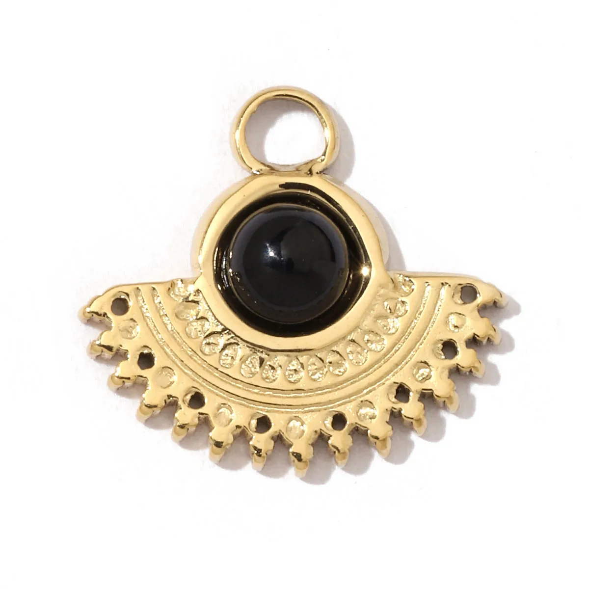 A Pack Of 3 24 * 22mm 201 Stainless Steel Natural Stone 18K Gold Plated Sector Square Polished Pendant display picture 27