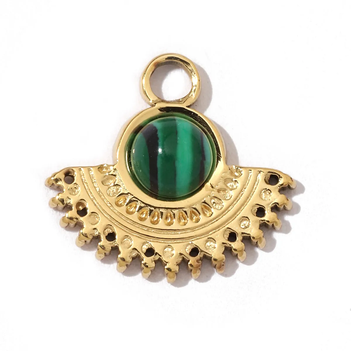 A Pack Of 3 24 * 22mm 201 Stainless Steel Natural Stone 18K Gold Plated Sector Square Polished Pendant display picture 30