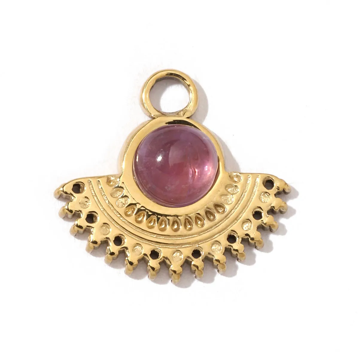A Pack Of 3 24 * 22mm 201 Stainless Steel Natural Stone 18K Gold Plated Sector Square Polished Pendant display picture 34