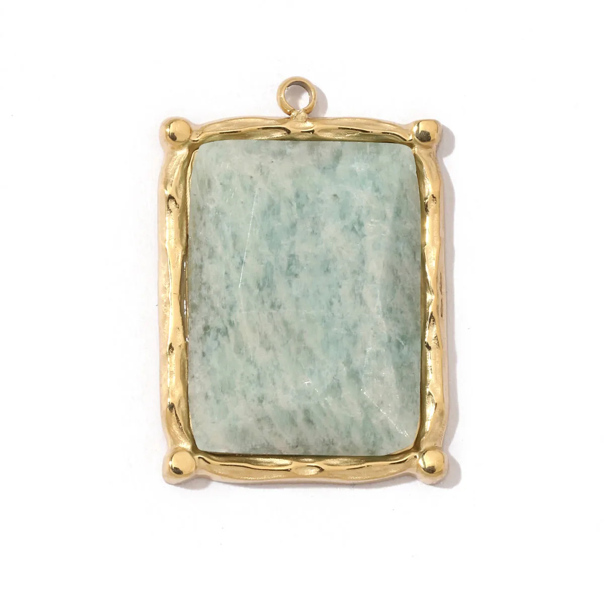 A Pack Of 3 24 * 22mm 201 Stainless Steel Natural Stone 18K Gold Plated Sector Square Polished Pendant display picture 36