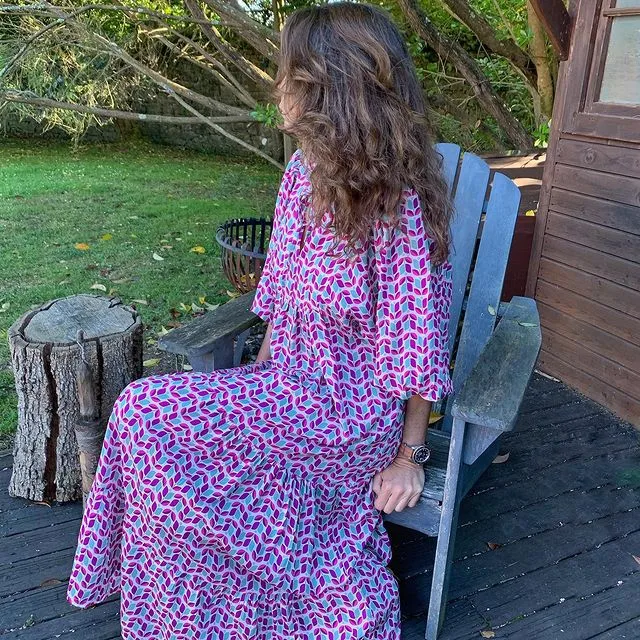 Women's Regular Dress Hawaiian V Neck Long Sleeve Argyle Midi Dress Holiday Beach Lawn display picture 15