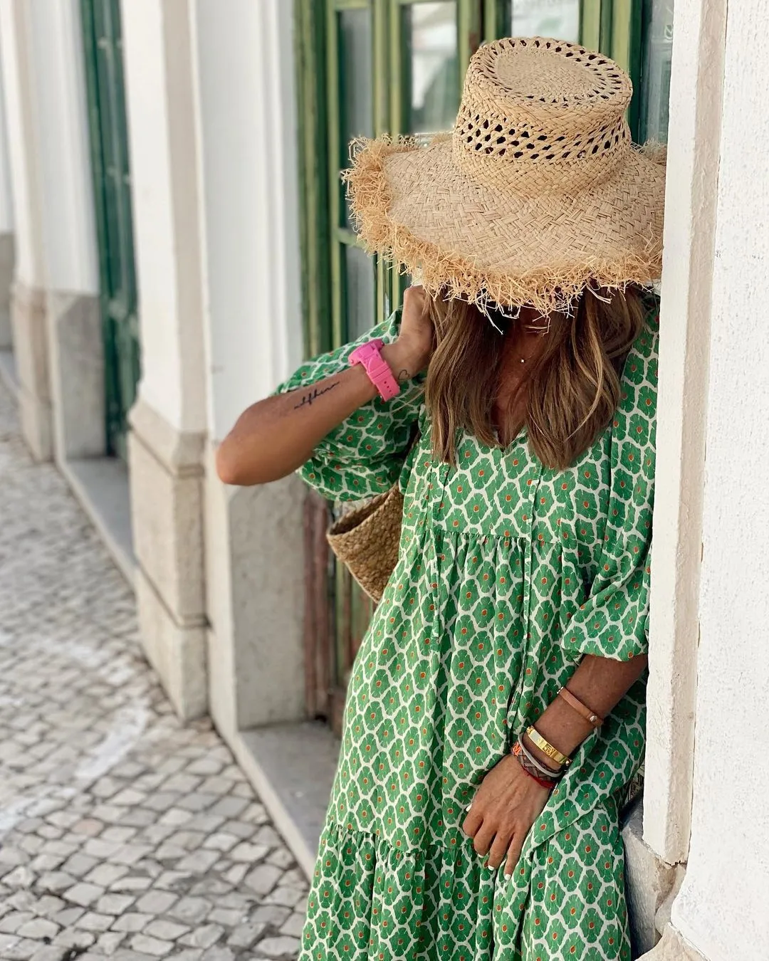 Women's Regular Dress Hawaiian V Neck Long Sleeve Argyle Midi Dress Holiday Beach Lawn display picture 21