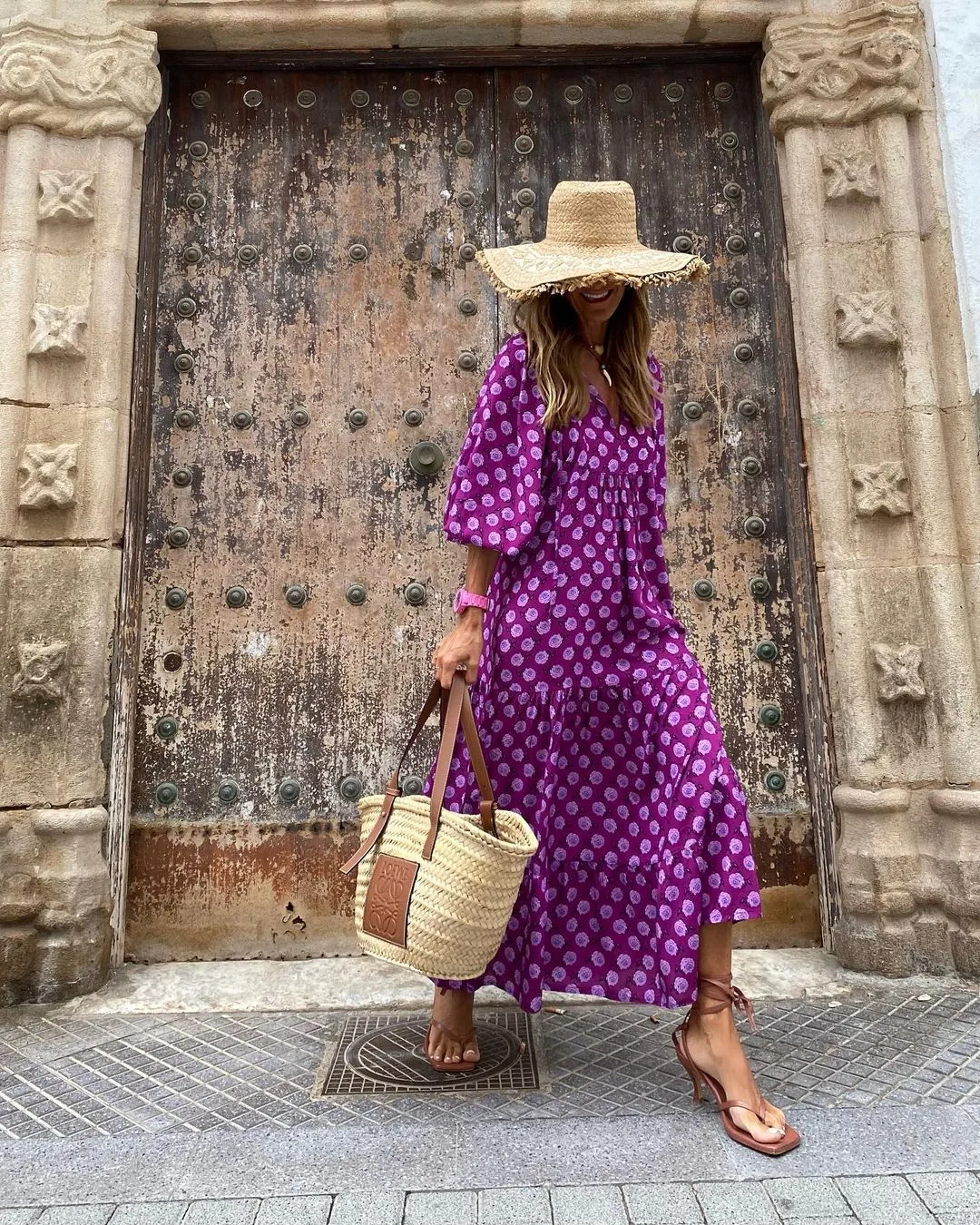 Women's Regular Dress Hawaiian V Neck Long Sleeve Argyle Midi Dress Holiday Beach Lawn display picture 30