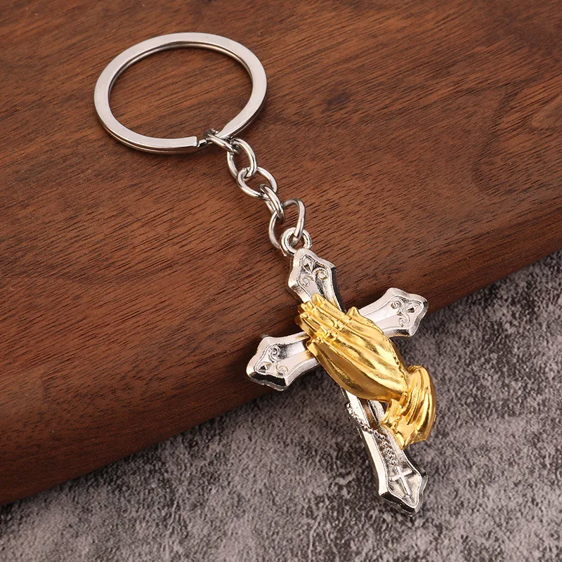 IG Style Retro Cross Hand Alloy Iron Polishing White Gold Plated Bag Pendant Keychain display picture 1