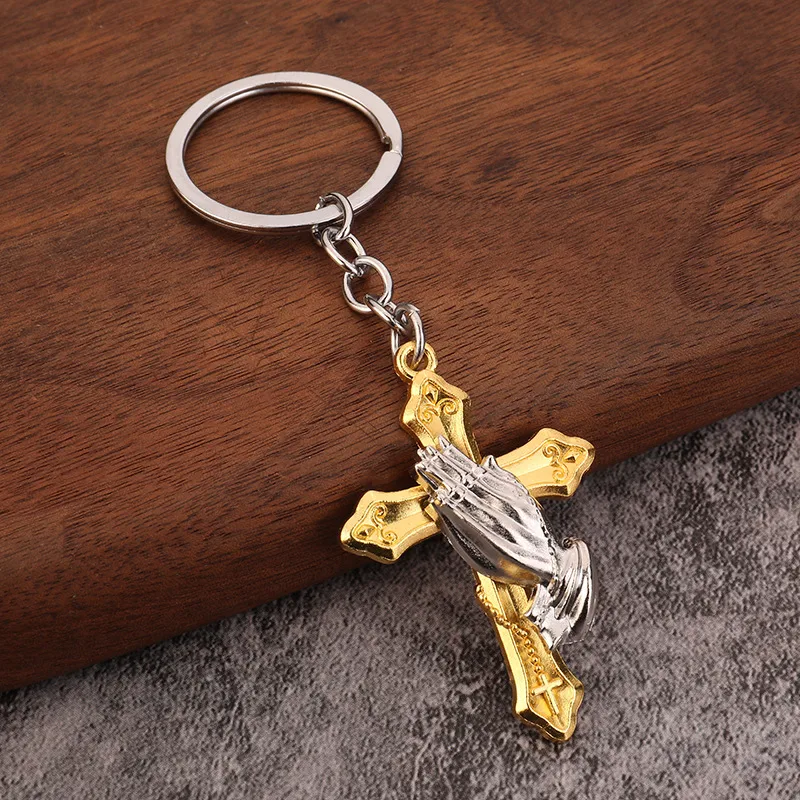 IG Style Retro Cross Hand Alloy Iron Polishing White Gold Plated Bag Pendant Keychain display picture 3
