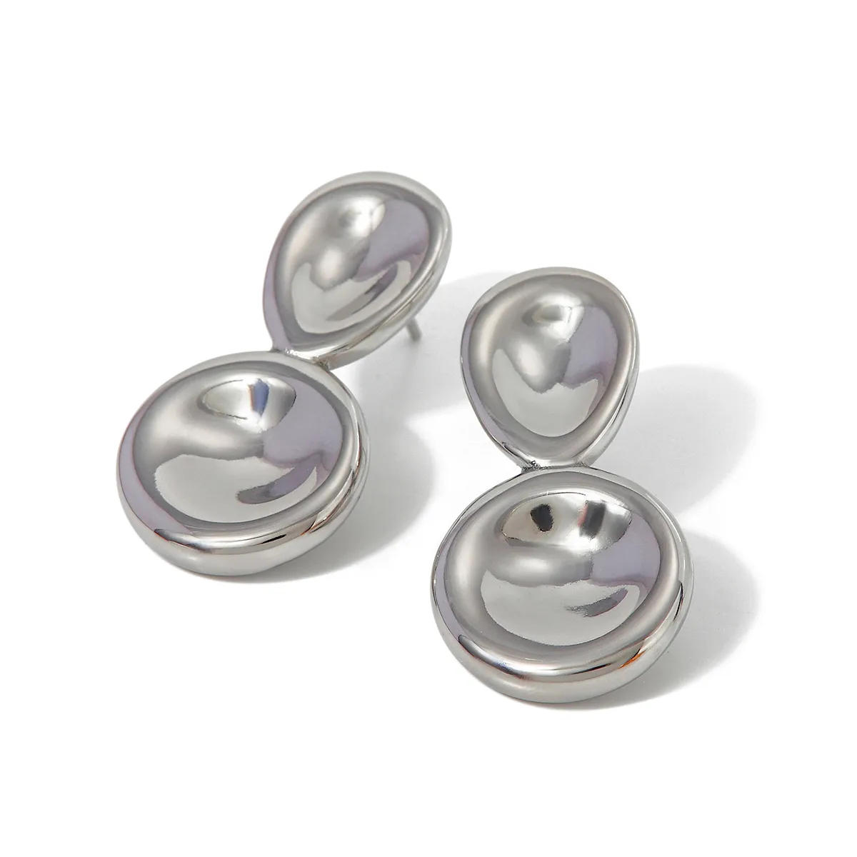 1 Pair IG Style Geometric Plating 304 Stainless Steel Titanium Steel 18K Gold Plated Earrings display picture 3