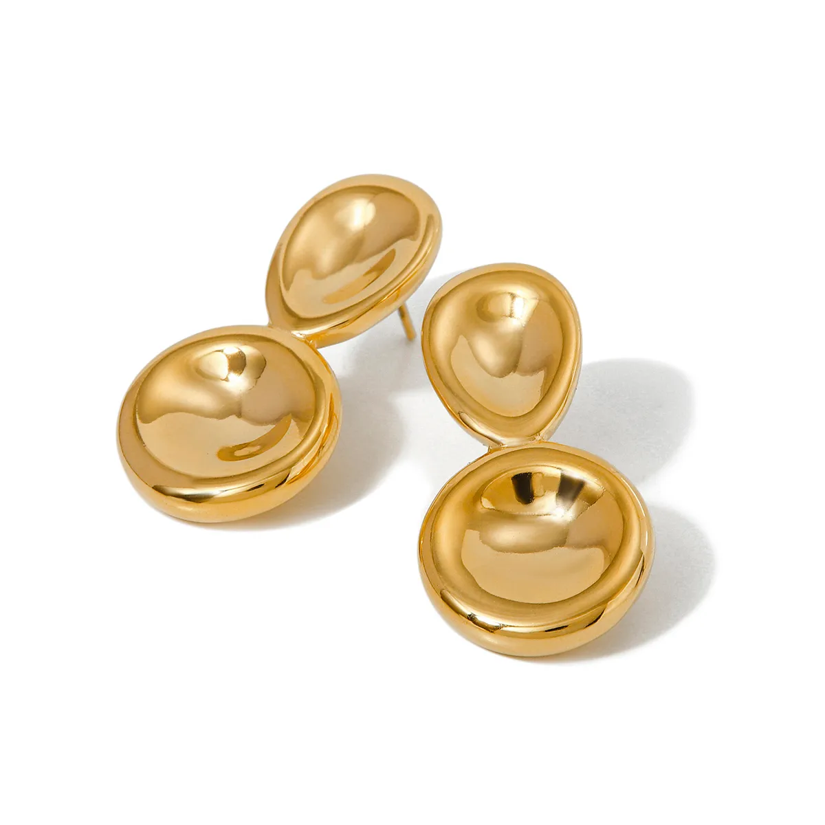 1 Pair IG Style Geometric Plating 304 Stainless Steel Titanium Steel 18K Gold Plated Earrings display picture 5