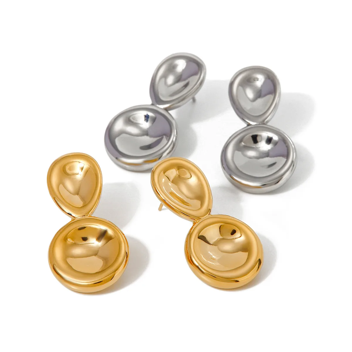 1 Pair IG Style Geometric Plating 304 Stainless Steel Titanium Steel 18K Gold Plated Earrings display picture 4