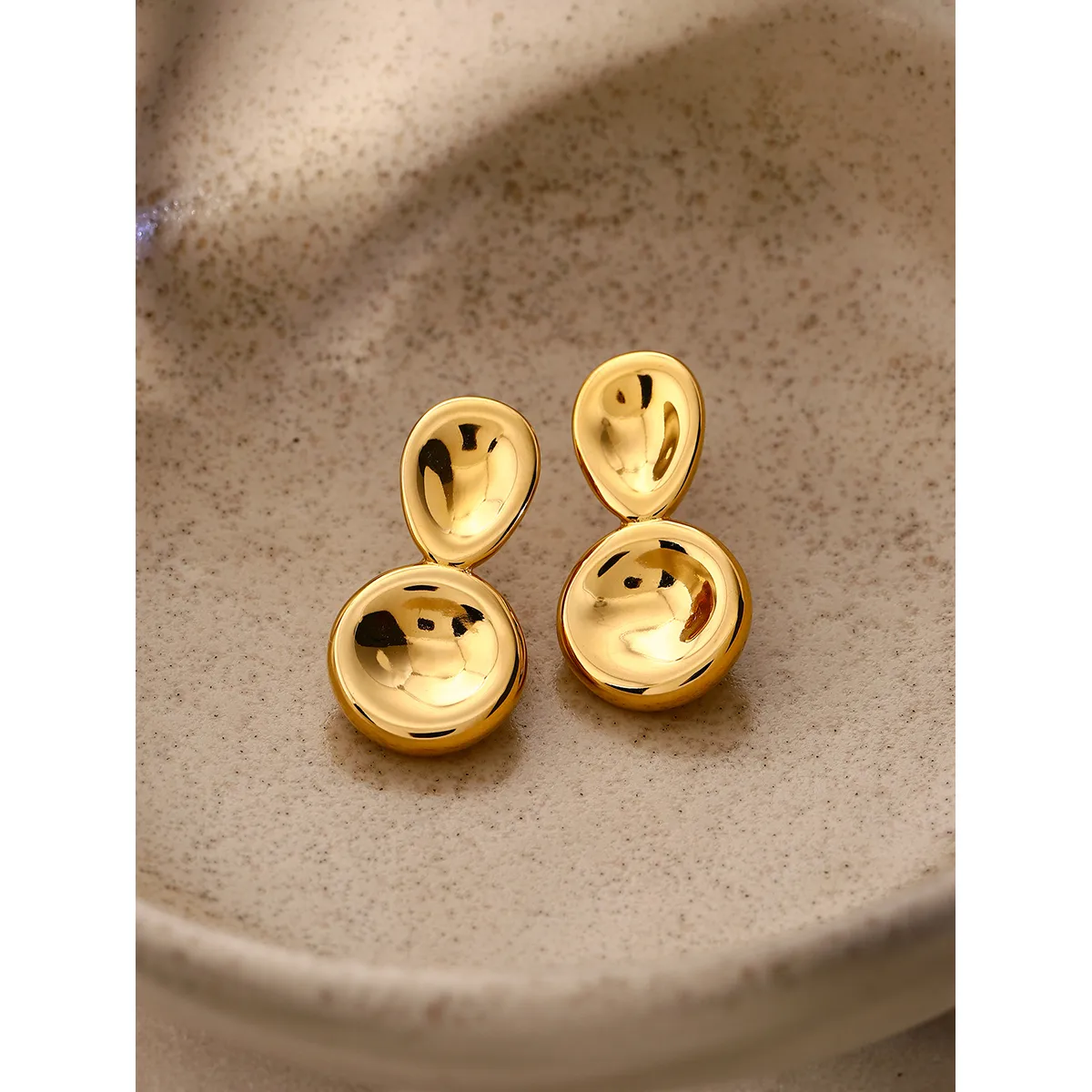 1 Pair IG Style Geometric Plating 304 Stainless Steel Titanium Steel 18K Gold Plated Earrings display picture 7