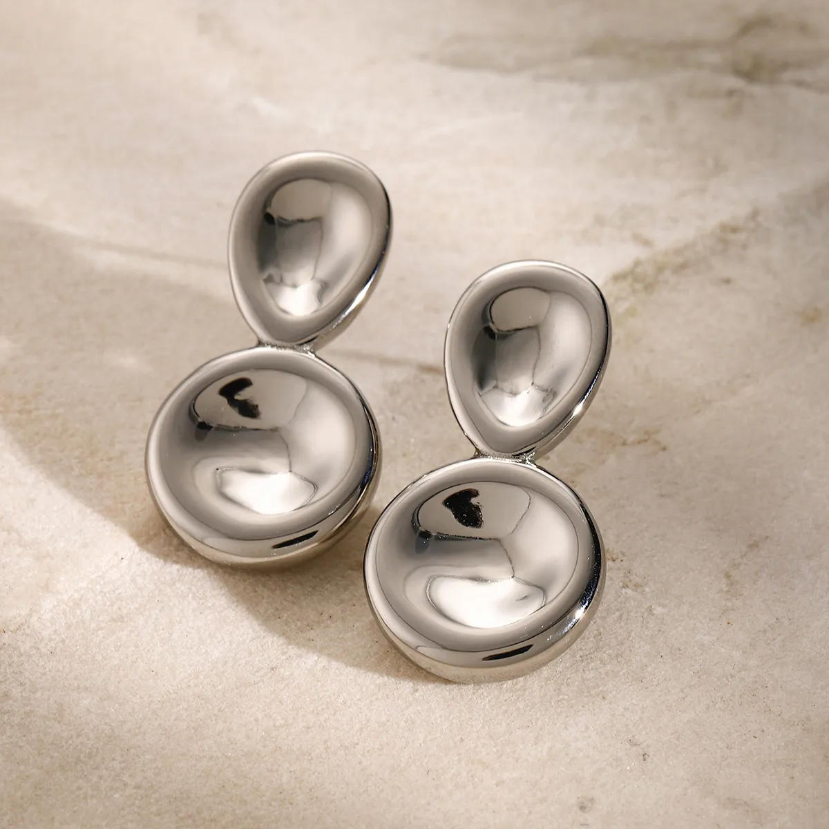 1 Pair IG Style Geometric Plating 304 Stainless Steel Titanium Steel 18K Gold Plated Earrings display picture 6