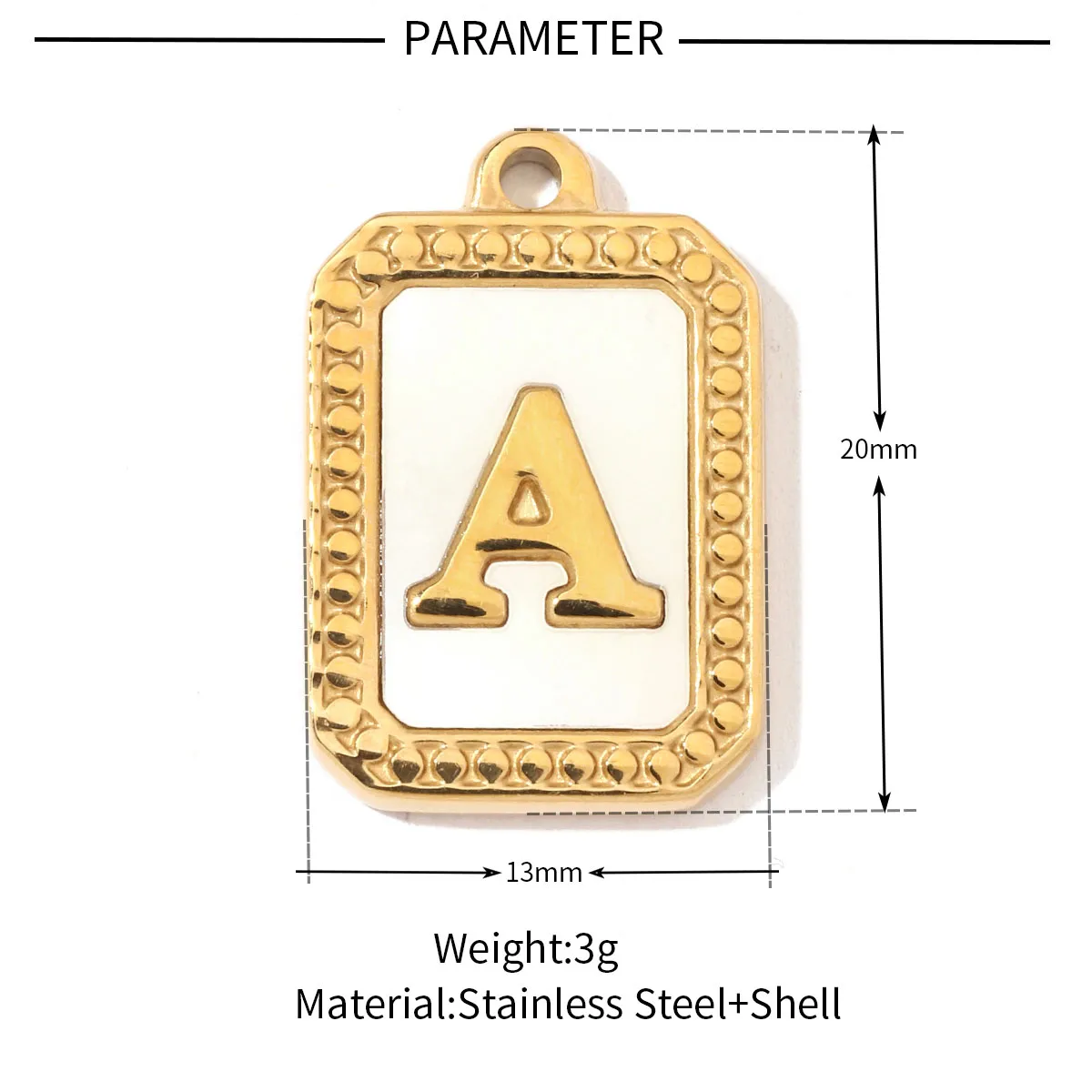 A Pack Of 3 201 Stainless Steel Shell 18K Gold Plated Letter Polished Pendant display picture 2
