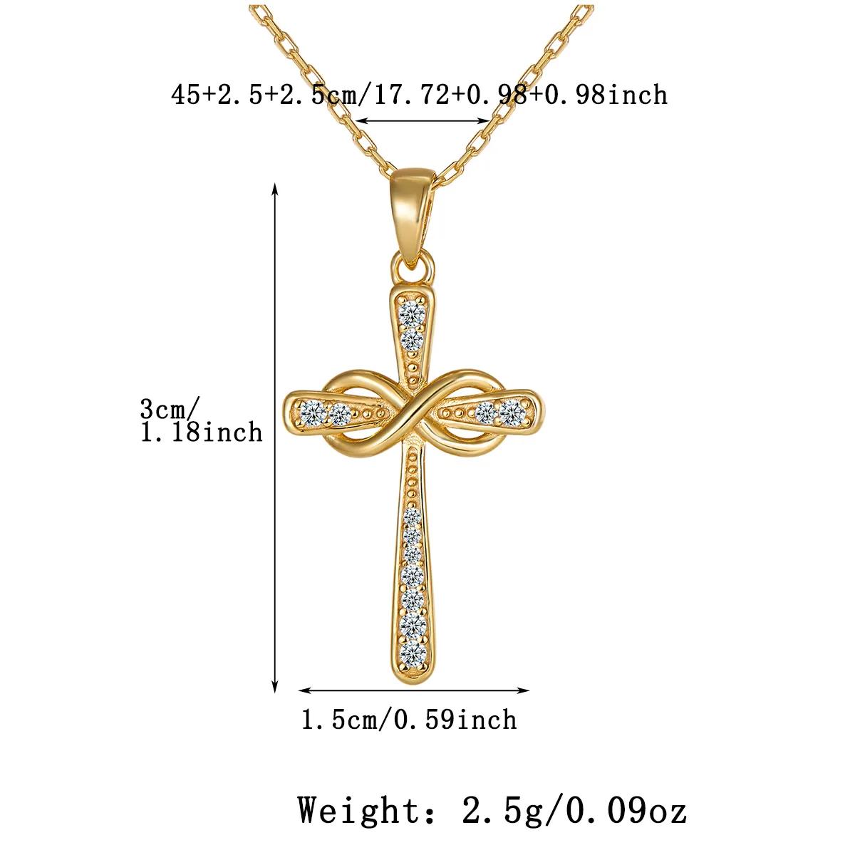 Sterling Silver White Gold Plated Gold Plated Simple Style Classic Style Inlay Cross Moissanite Pendant Necklace display picture 1