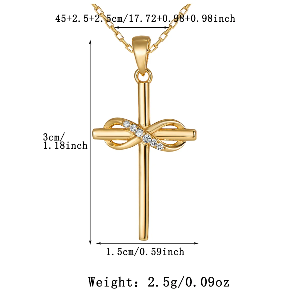 Sterling Silver White Gold Plated Gold Plated Simple Style Classic Style Inlay Cross Moissanite Pendant Necklace display picture 2