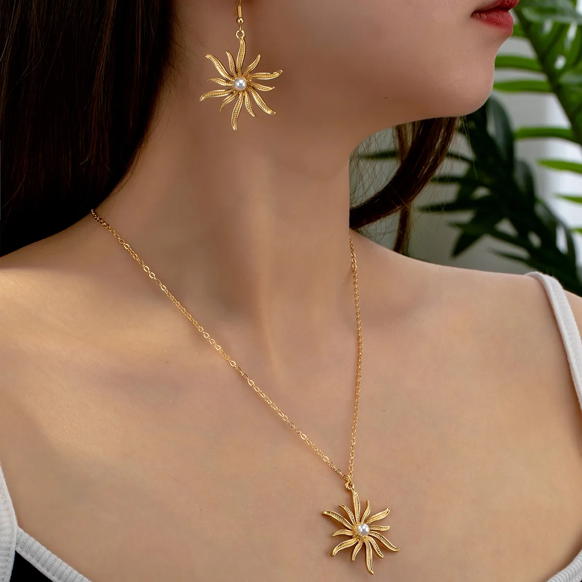 IG Style Simple Style Flower Artificial Pearls Alloy Plastic Wholesale Jewelry Set display picture 2