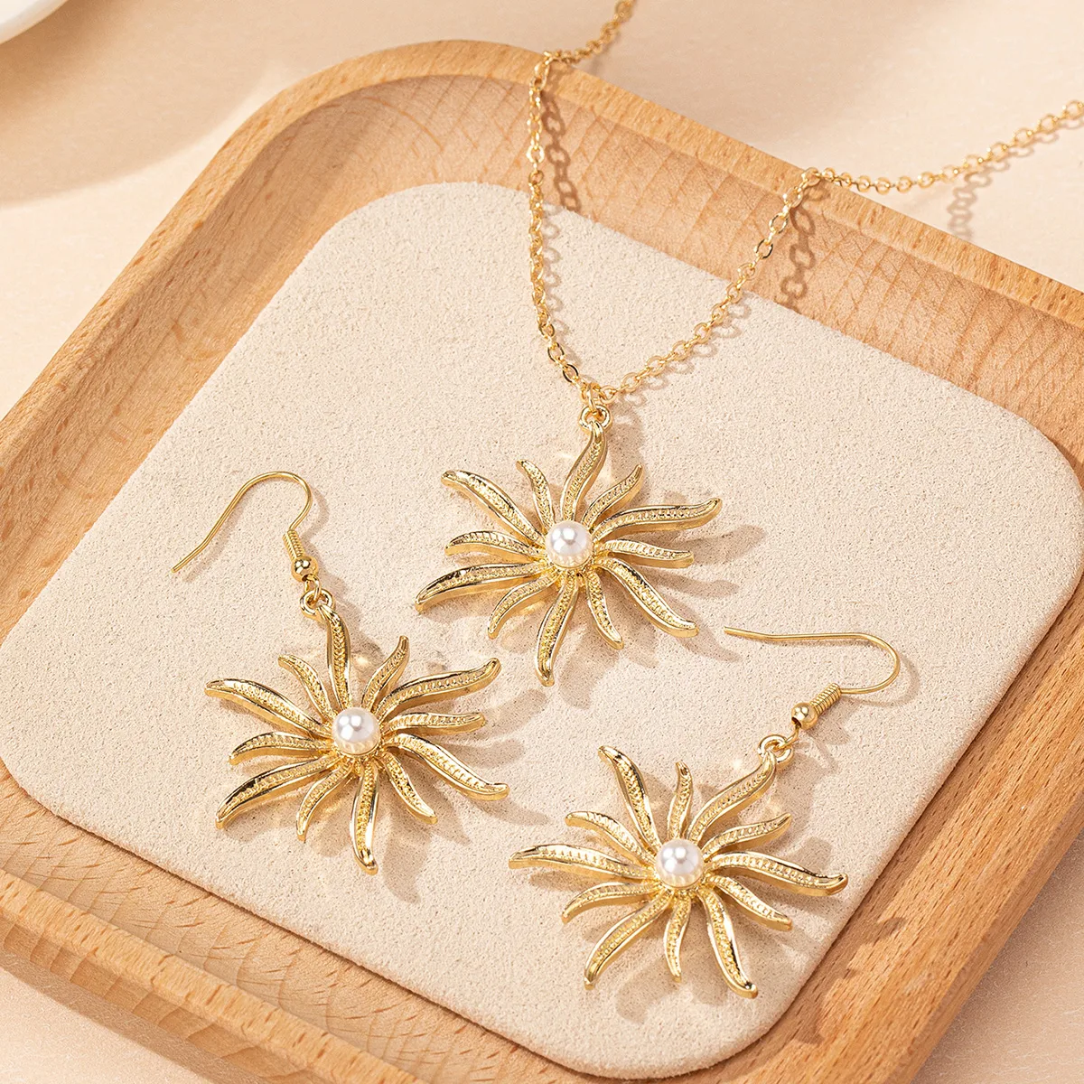 IG Style Simple Style Flower Artificial Pearls Alloy Plastic Wholesale Jewelry Set display picture 4