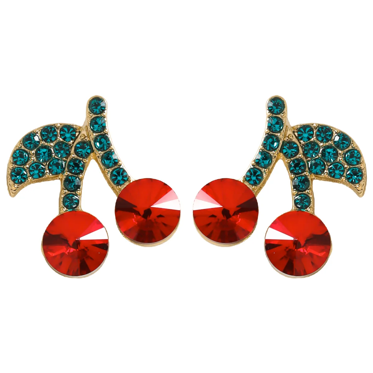 1 Pair IG Style Elegant Cute Lemon Cherry Polishing Inlay Zinc Alloy Rhinestones K Gold Plated Ear Studs display picture 7