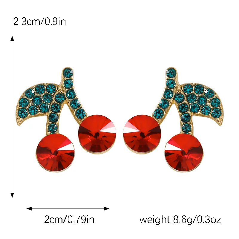 1 Pair IG Style Elegant Cute Lemon Cherry Polishing Inlay Zinc Alloy Rhinestones K Gold Plated Ear Studs display picture 8