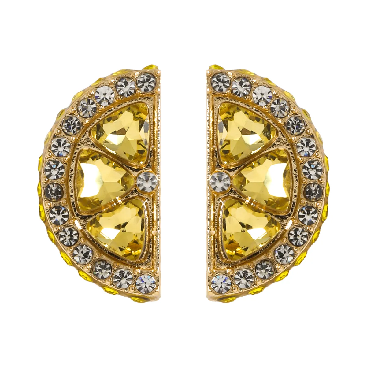 1 Pair IG Style Elegant Cute Lemon Cherry Polishing Inlay Zinc Alloy Rhinestones K Gold Plated Ear Studs display picture 12