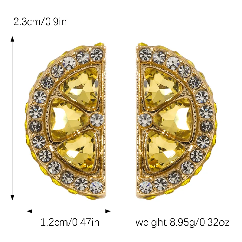 1 Pair IG Style Elegant Cute Lemon Cherry Polishing Inlay Zinc Alloy Rhinestones K Gold Plated Ear Studs display picture 10
