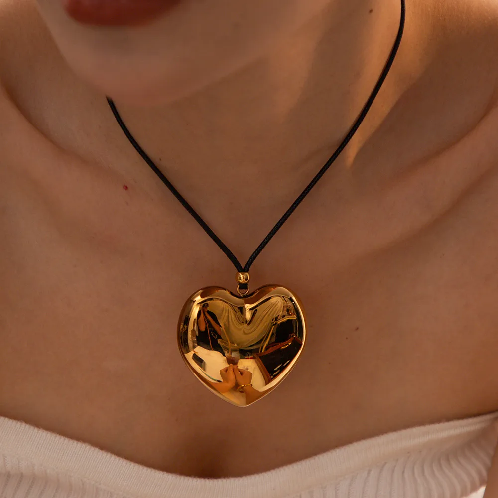 304 Stainless Steel Rope 18K Gold Plated IG Style Casual Heart Shape Bracelets Earrings Necklace display picture 6