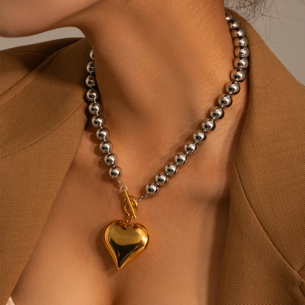 304 Stainless Steel Rope 18K Gold Plated IG Style Casual Heart Shape Bracelets Earrings Necklace display picture 12