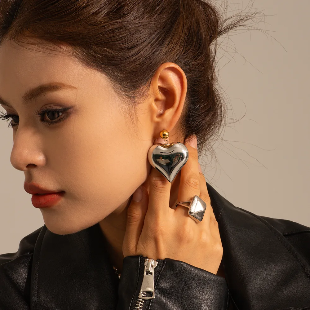 304 Stainless Steel Rope 18K Gold Plated IG Style Casual Heart Shape Bracelets Earrings Necklace display picture 13