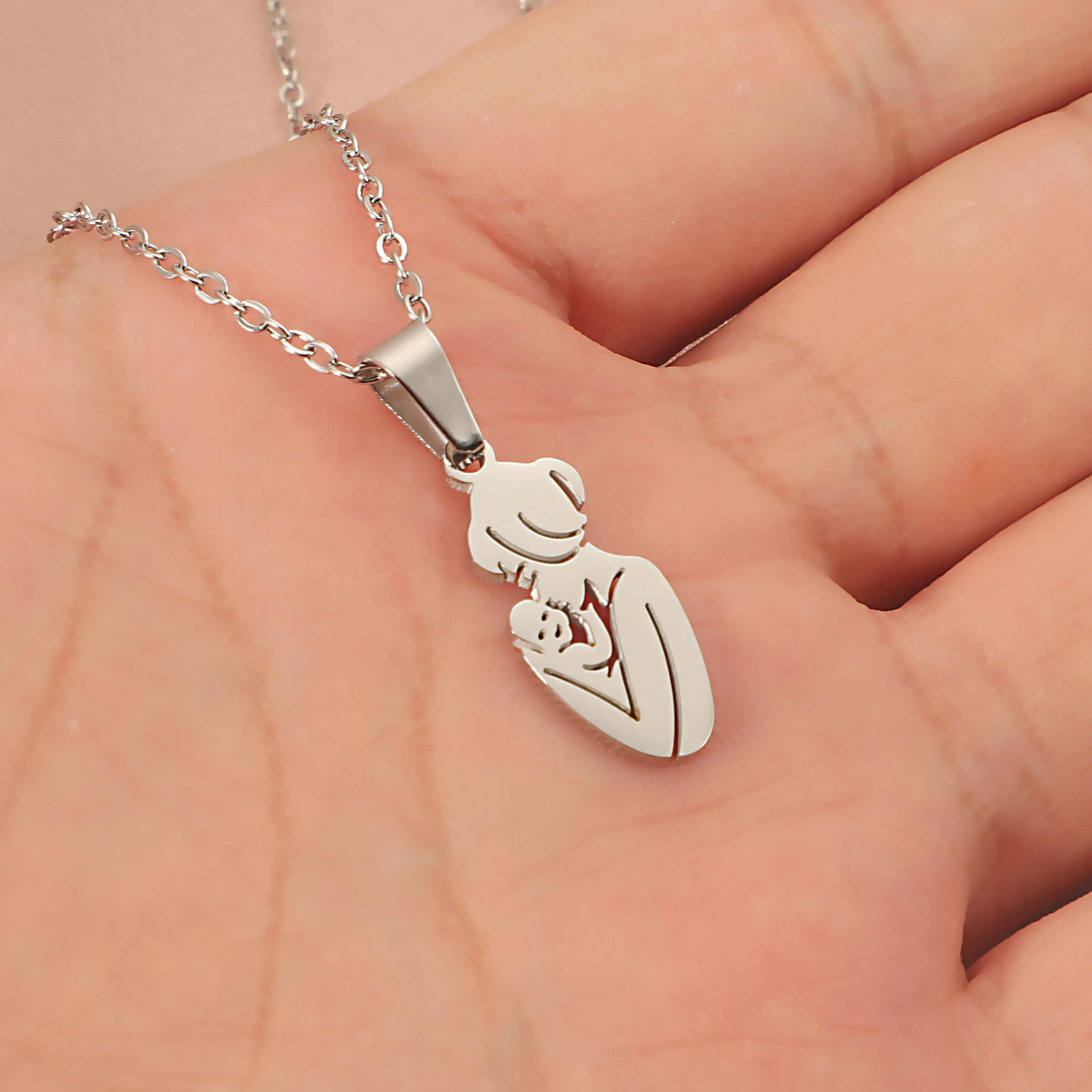 304 Stainless Steel Human Pendant Necklace display picture 2