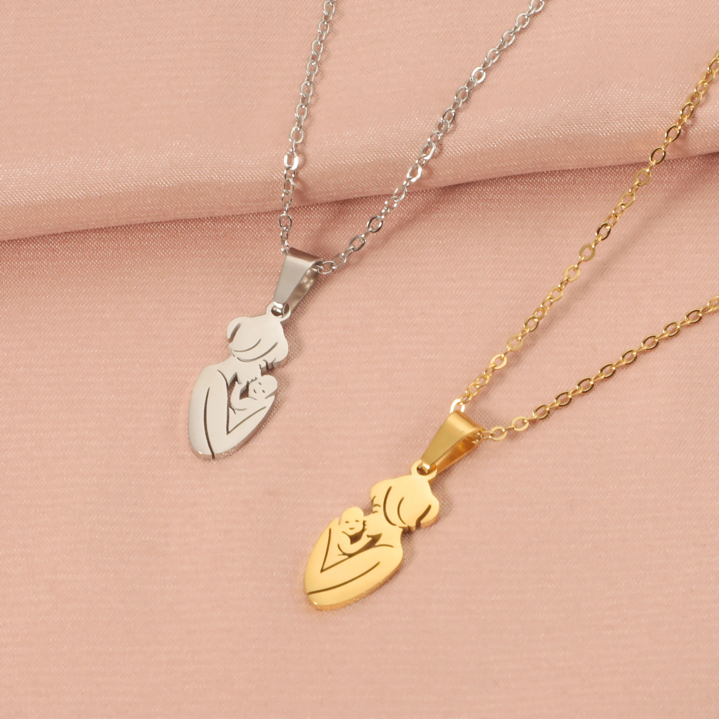 304 Stainless Steel Human Pendant Necklace display picture 3