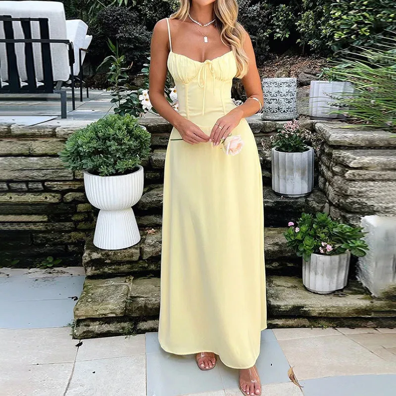 Foreign Trade Women's Independent Station New Temperament Elegant Lace A Word Solid Color Long Dress display picture 2