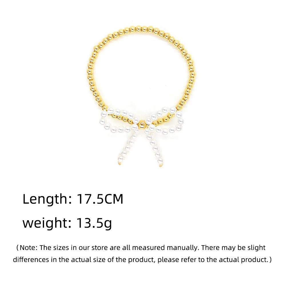 Simple Style Classic Style Bow Knot Imitation Pearl Copper Wholesale Bracelets display picture 4