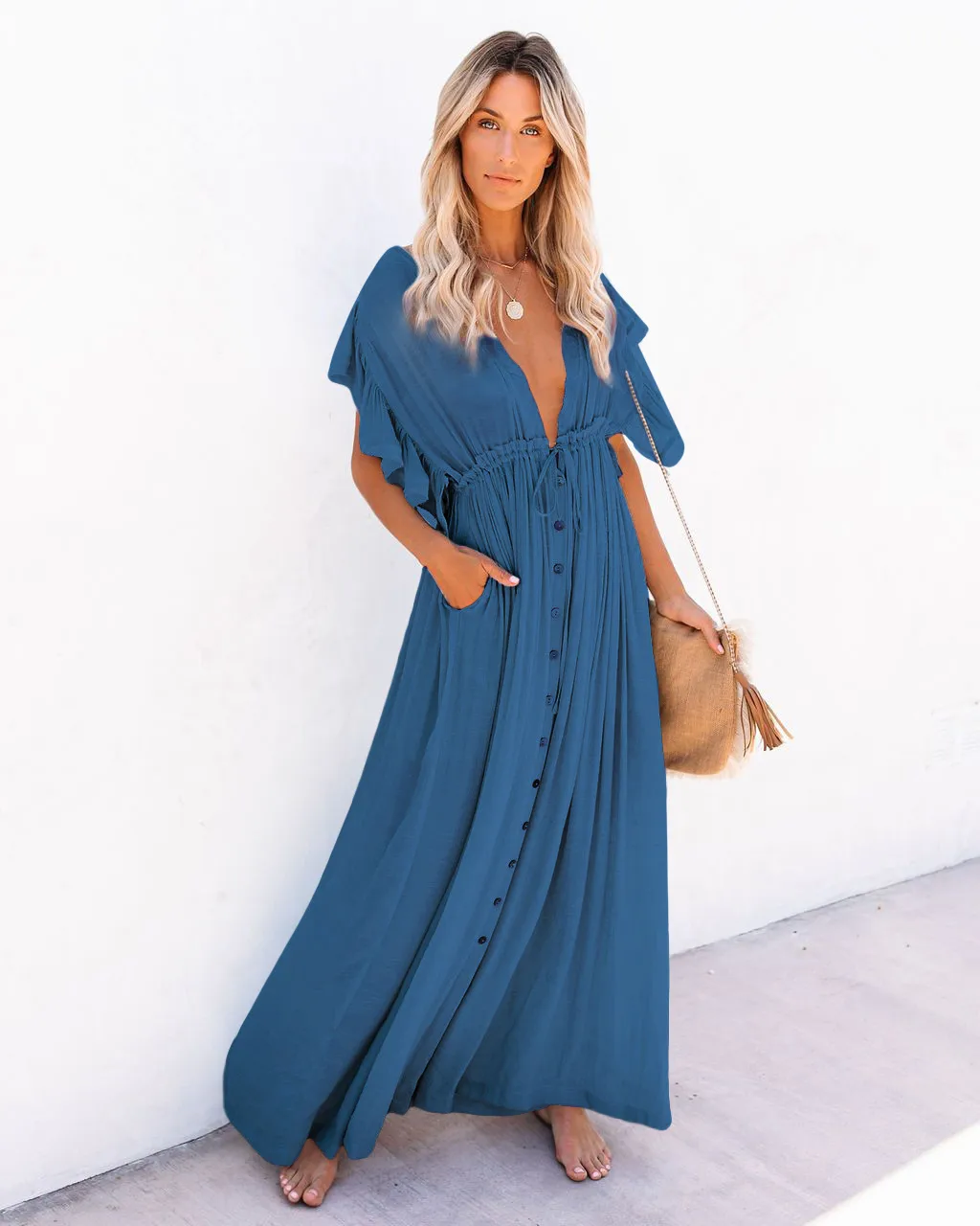 Women's None Elegant Tropical Solid Color Cover Ups display picture 40