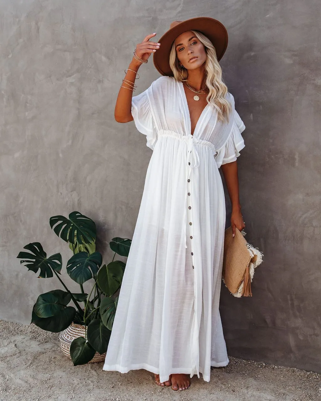 Women's None Elegant Tropical Solid Color Cover Ups display picture 25