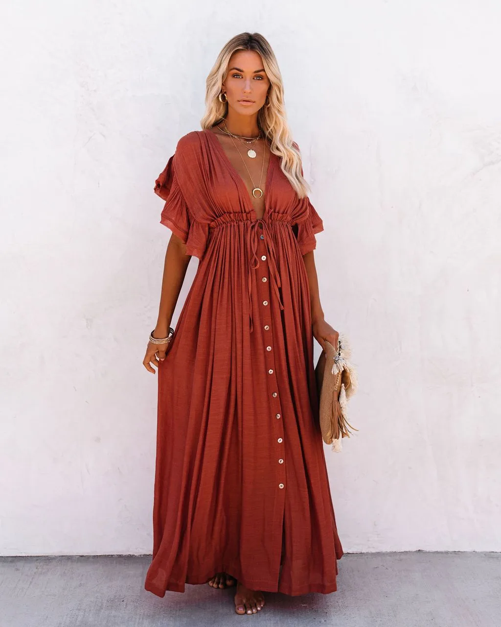 Women's None Elegant Tropical Solid Color Cover Ups display picture 21