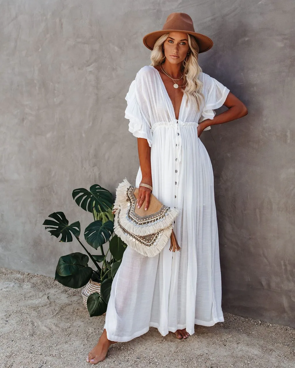 Women's None Elegant Tropical Solid Color Cover Ups display picture 27