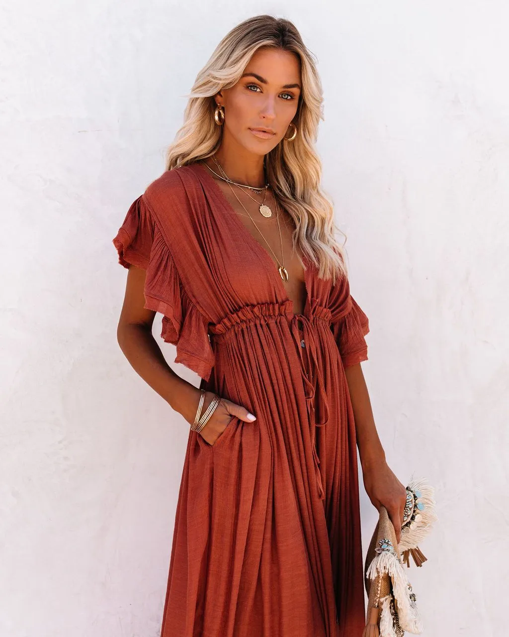 Women's None Elegant Tropical Solid Color Cover Ups display picture 30