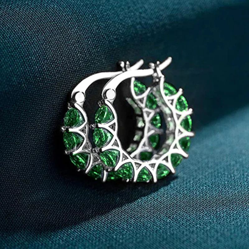 Fashion Full Inlaid Zircon Copper Lace Earrings U-shaped Earrings display picture 7