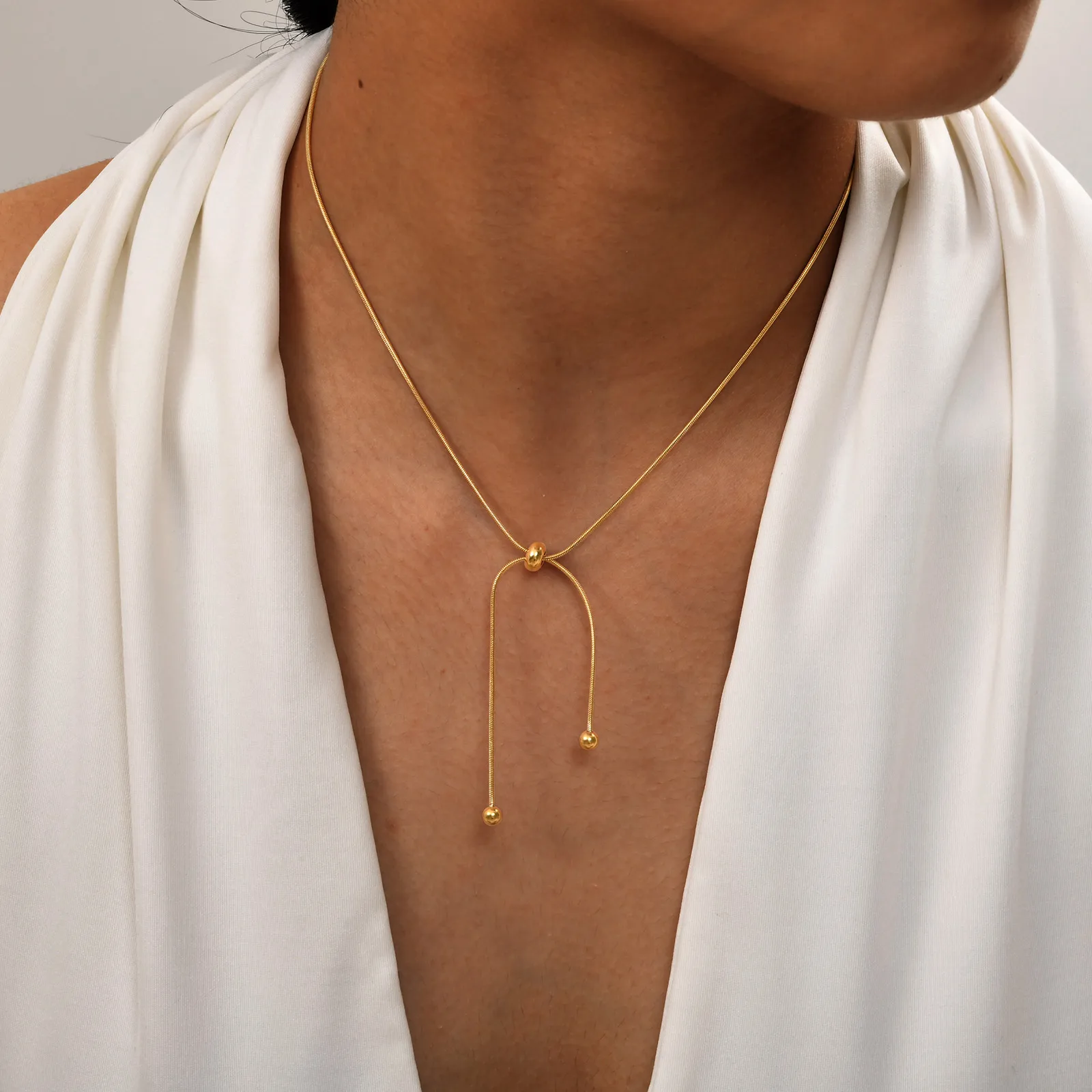 Wholesale Jewelry IG Style Solid Color 201 Stainless Steel 18K Gold Plated Pendant Necklace display picture 5