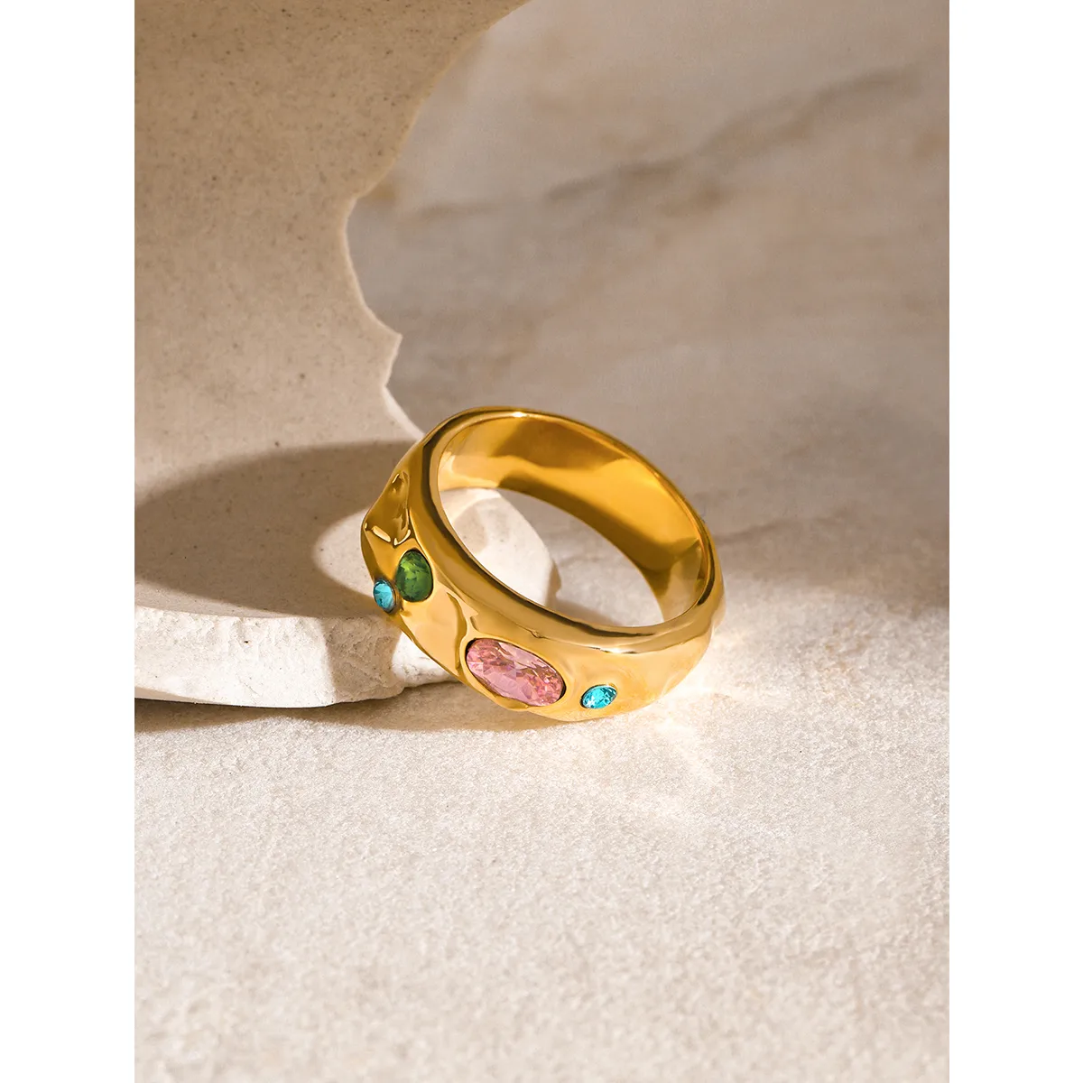 Wholesale Jewelry Sweet Round 304 Stainless Steel Zircon Rings display picture 1