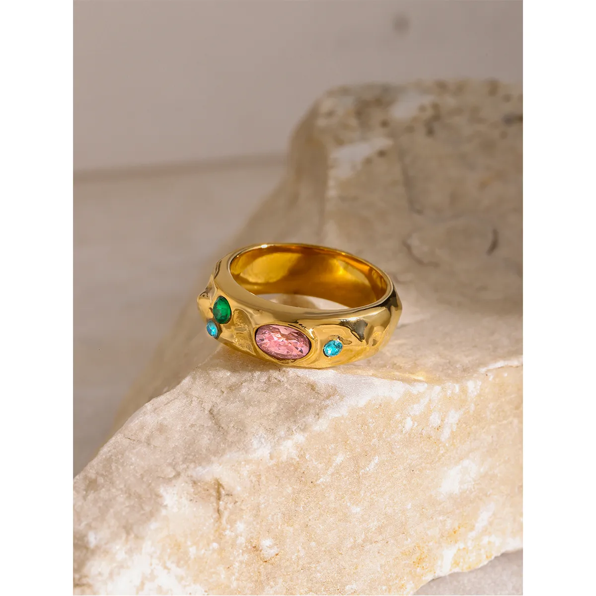 Wholesale Jewelry Sweet Round 304 Stainless Steel Zircon Rings display picture 2