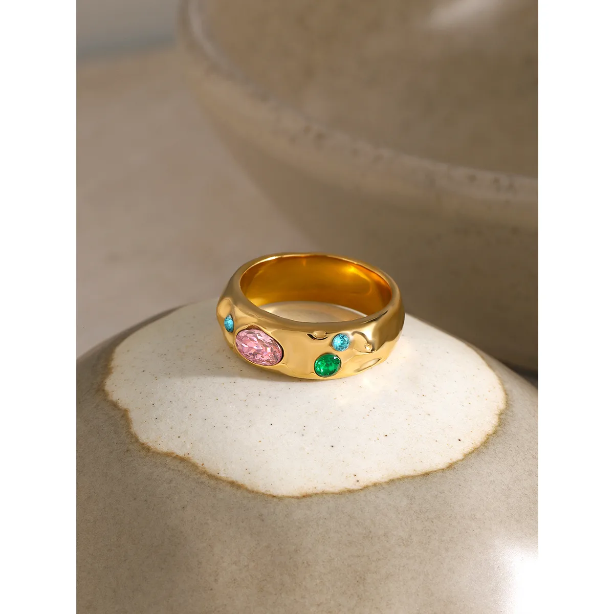 Wholesale Jewelry Sweet Round 304 Stainless Steel Zircon Rings display picture 7