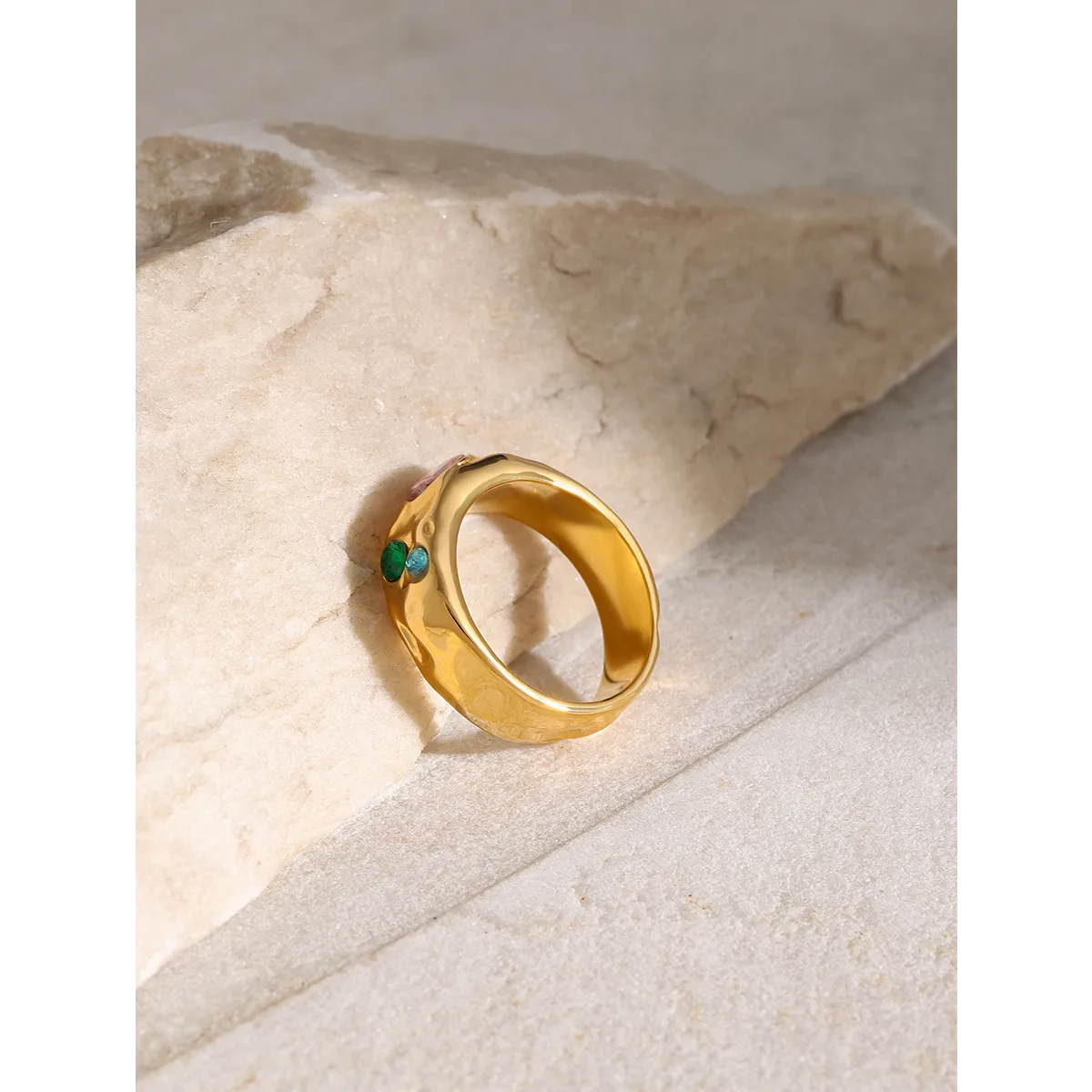 Wholesale Jewelry Sweet Round 304 Stainless Steel Zircon Rings display picture 8
